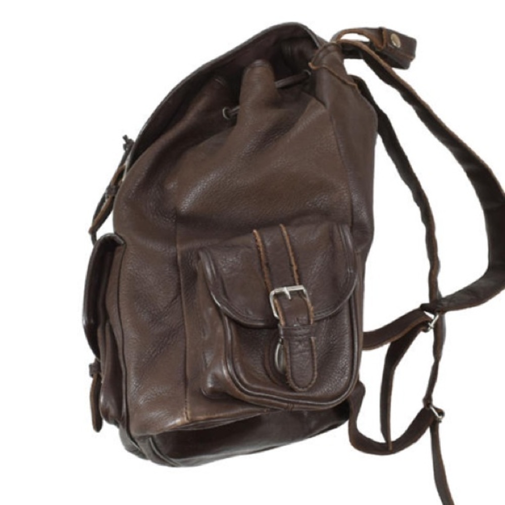 Large Vintage Brown Cowhide Leather Backpack - Picture 9 of 16